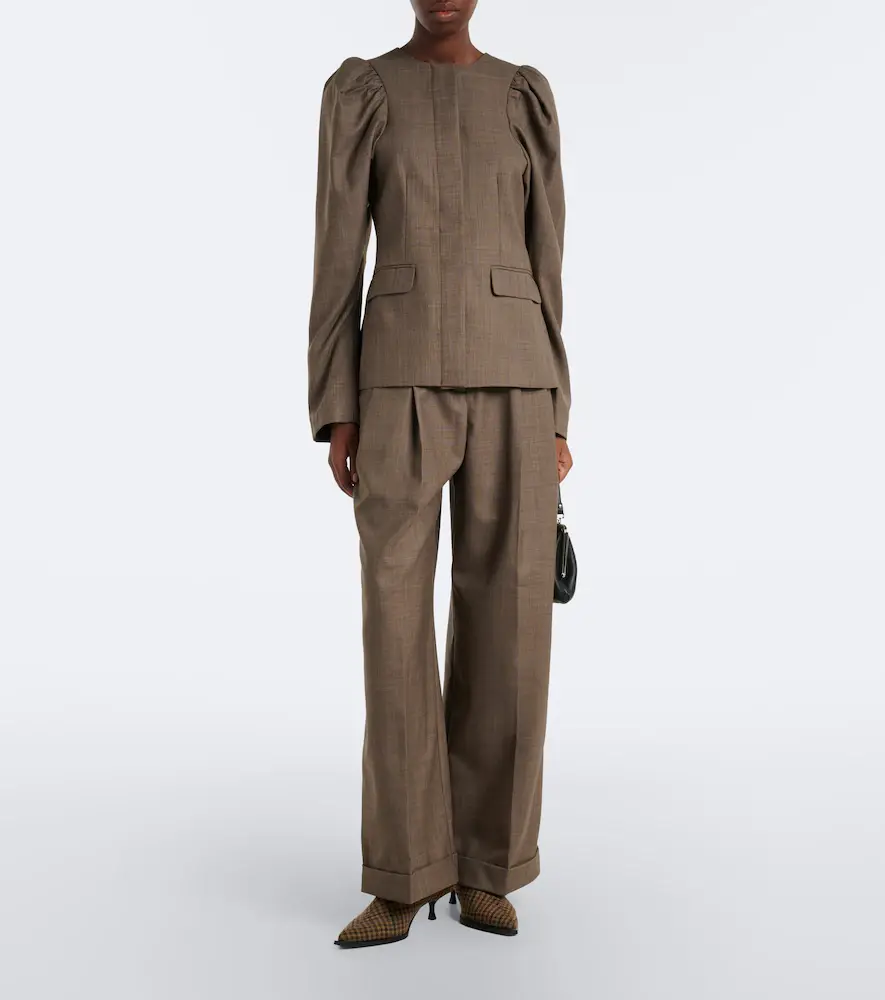 Ganni Wool-blend wide-leg pants | Thumbnail 5