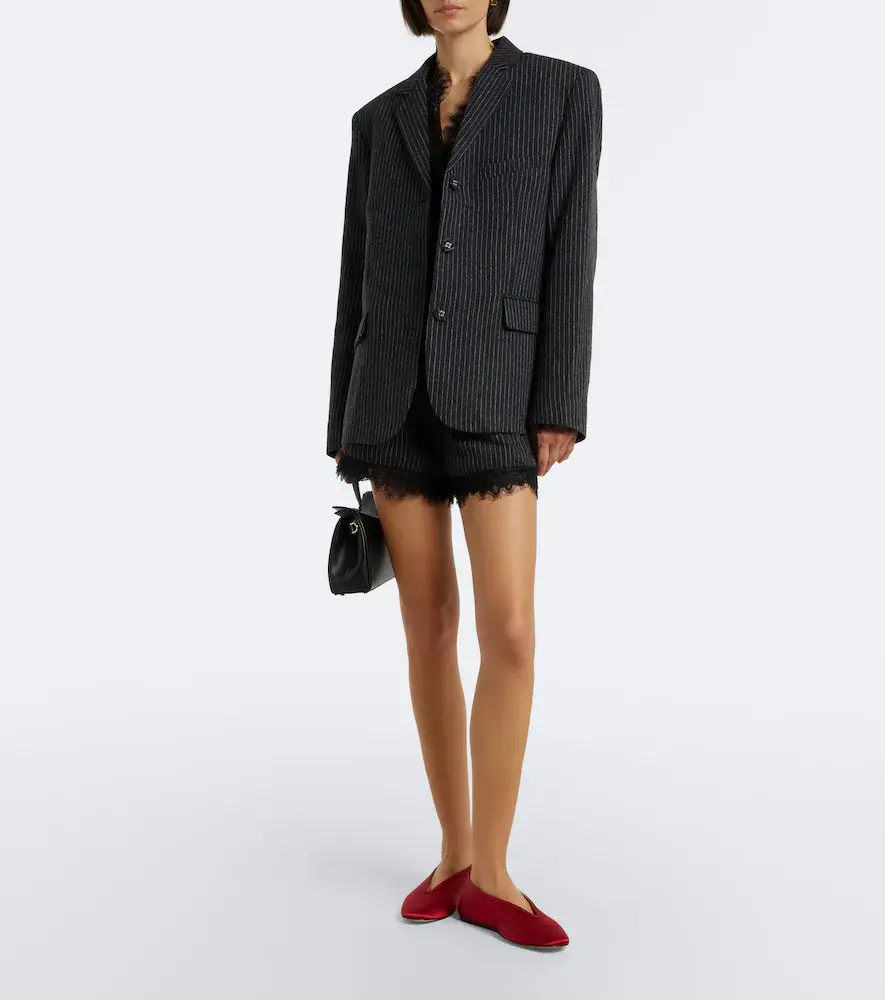 Ganni Pinstripe flannel blazer | Thumbnail 2