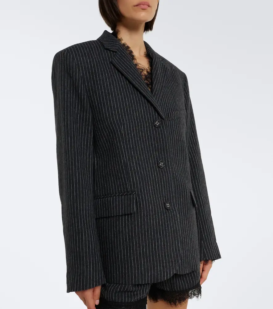 Ganni Pinstripe flannel blazer | Thumbnail 3