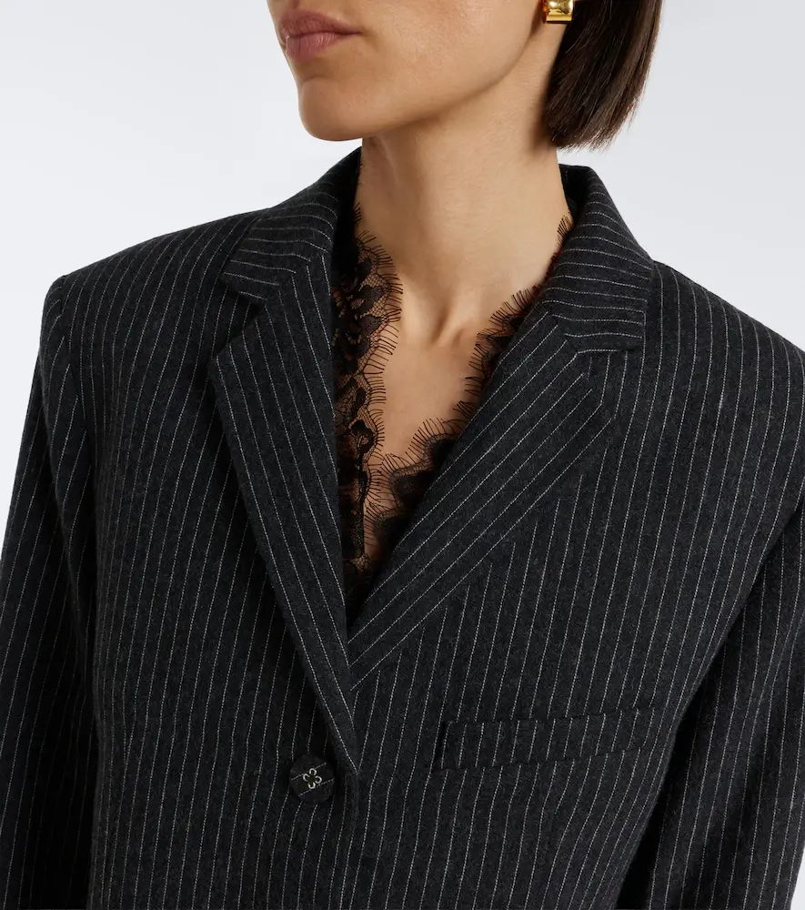 Ganni Pinstripe flannel blazer | Thumbnail 6
