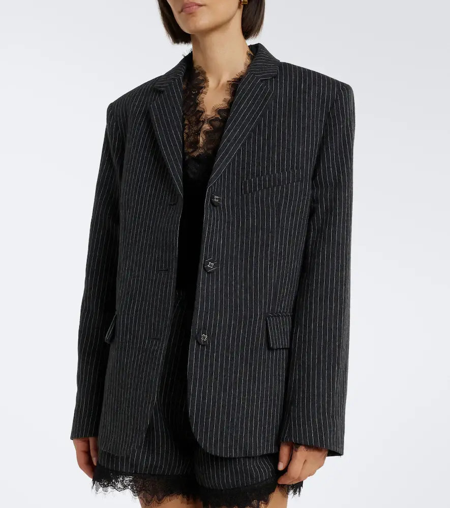 Ganni Pinstripe flannel blazer | Thumbnail 7
