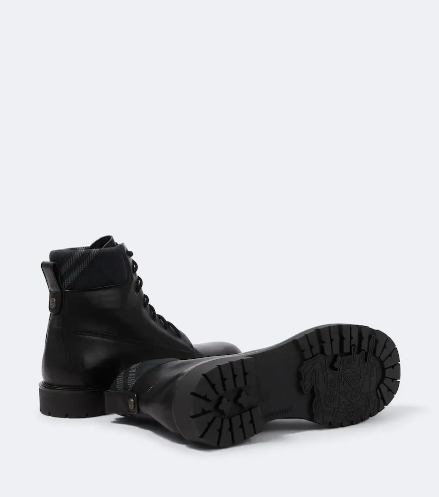 Burberry Check leather ankle boots | Thumbnail 6 Burberry Check leather ankle boots | Thumbnail 6