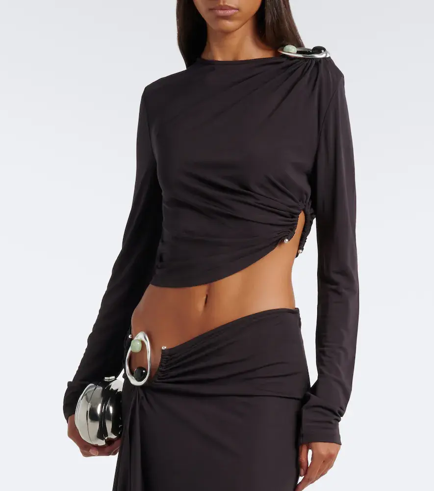 Christopher Esber Orica Crystal ruched jersey crop top | Thumbnail 3 Christopher Esber Orica Crystal ruched jersey crop top | Thumbnail 3
