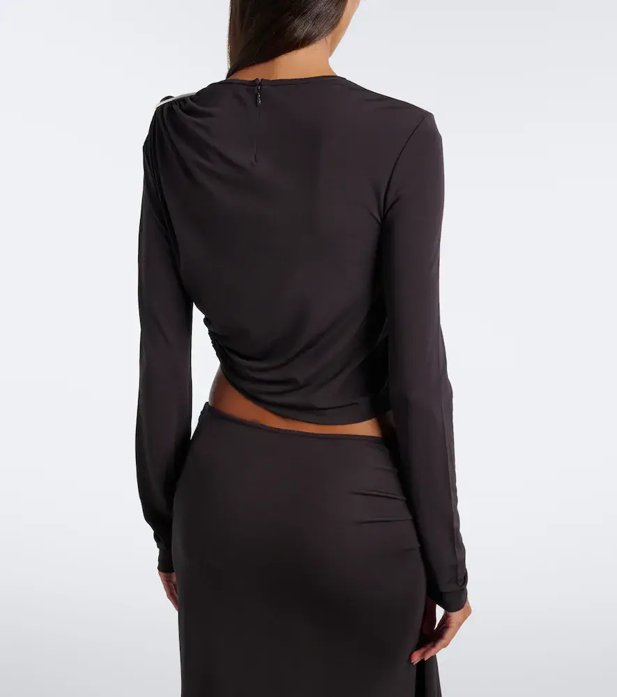 Christopher Esber Orica Crystal ruched jersey crop top | Thumbnail 5 Christopher Esber Orica Crystal ruched jersey crop top | Thumbnail 5