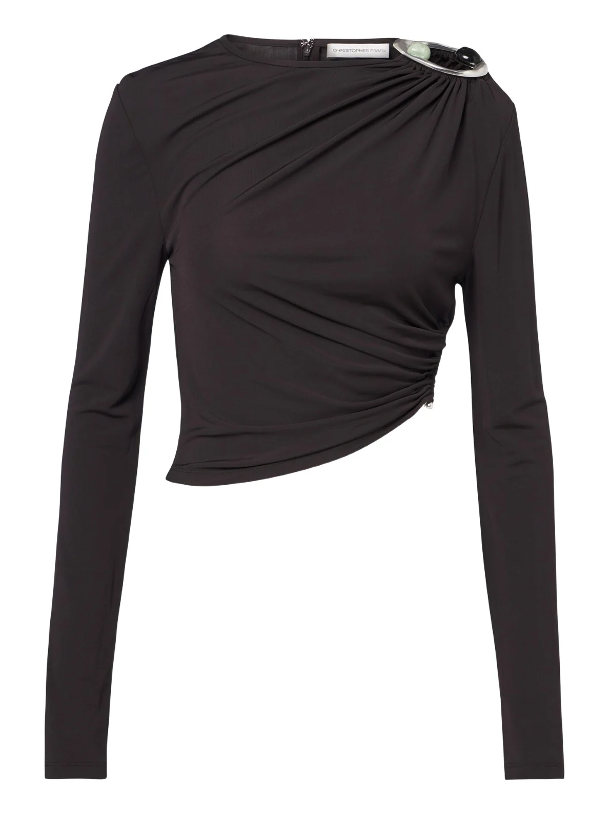 Christopher Esber Orica Crystal ruched jersey crop top