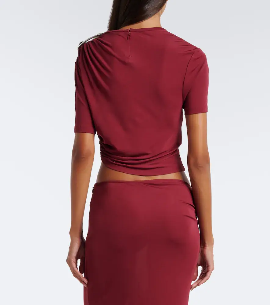 Christopher Esber Orica Crystal ruched jersey crop top | Thumbnail 4 Christopher Esber Orica Crystal ruched jersey crop top | Thumbnail 4