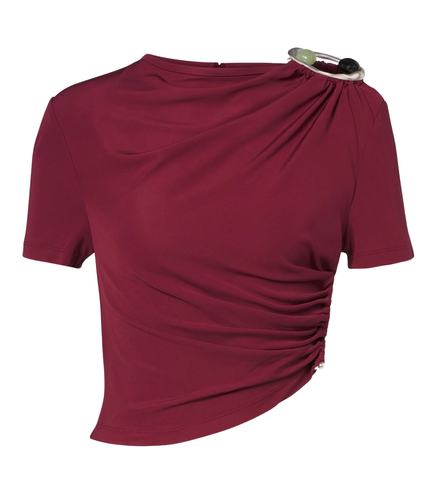 Orica Crystal ruched jersey crop top