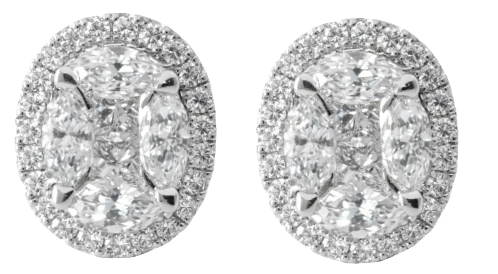 Wish Fine Jewelry 1.58ct Diamond 18K Gold Illusion Halo Earrings