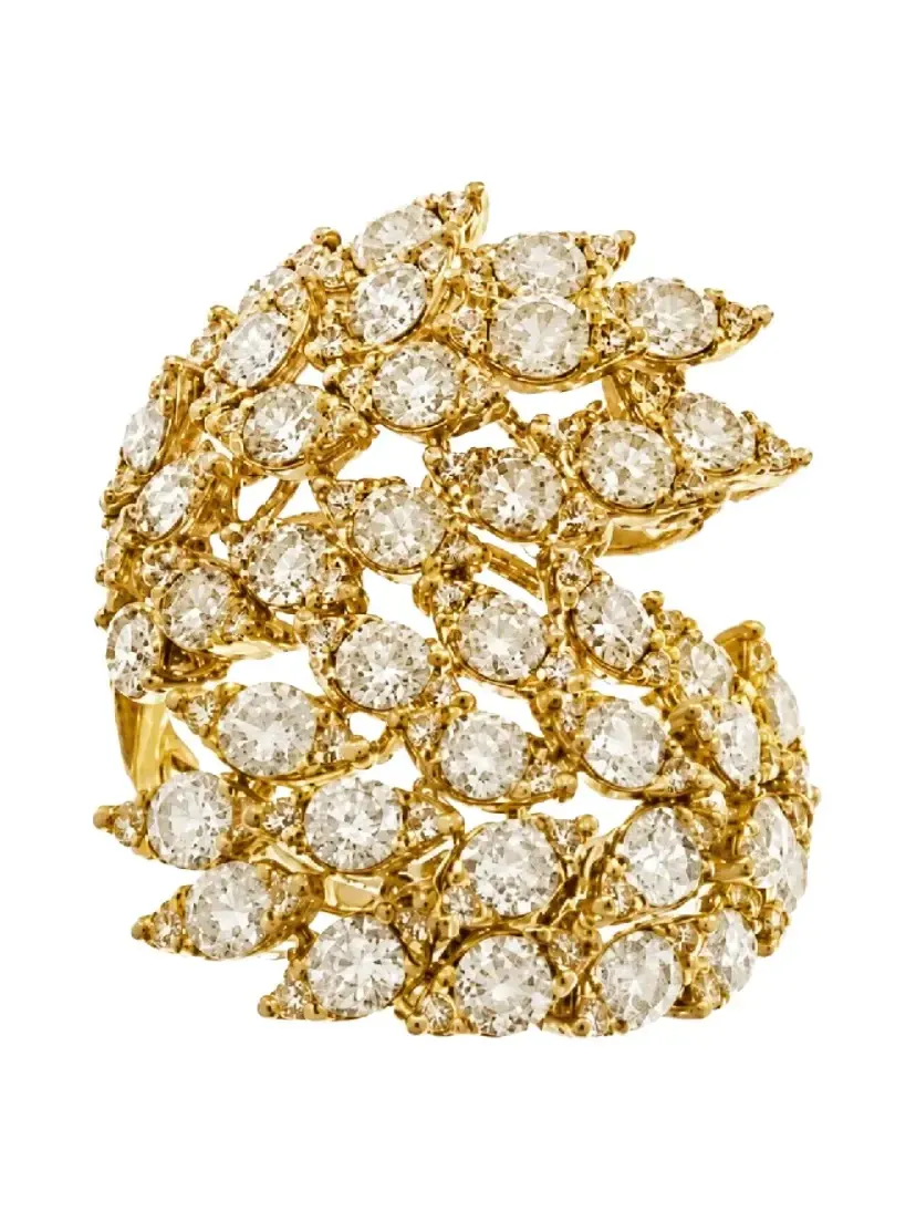 3.40ct Diamond 18K Gold Cluster Leaf Bypass Ring 3.40ct Diamond 18K Gold Cluster Leaf Bypass Ring