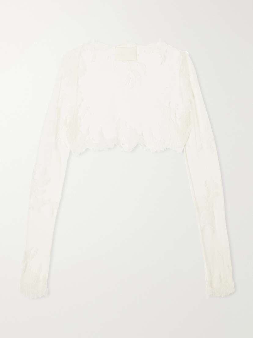 Danielle Frankel Taylor Lace-appliqué Tulle Cropped Bolero