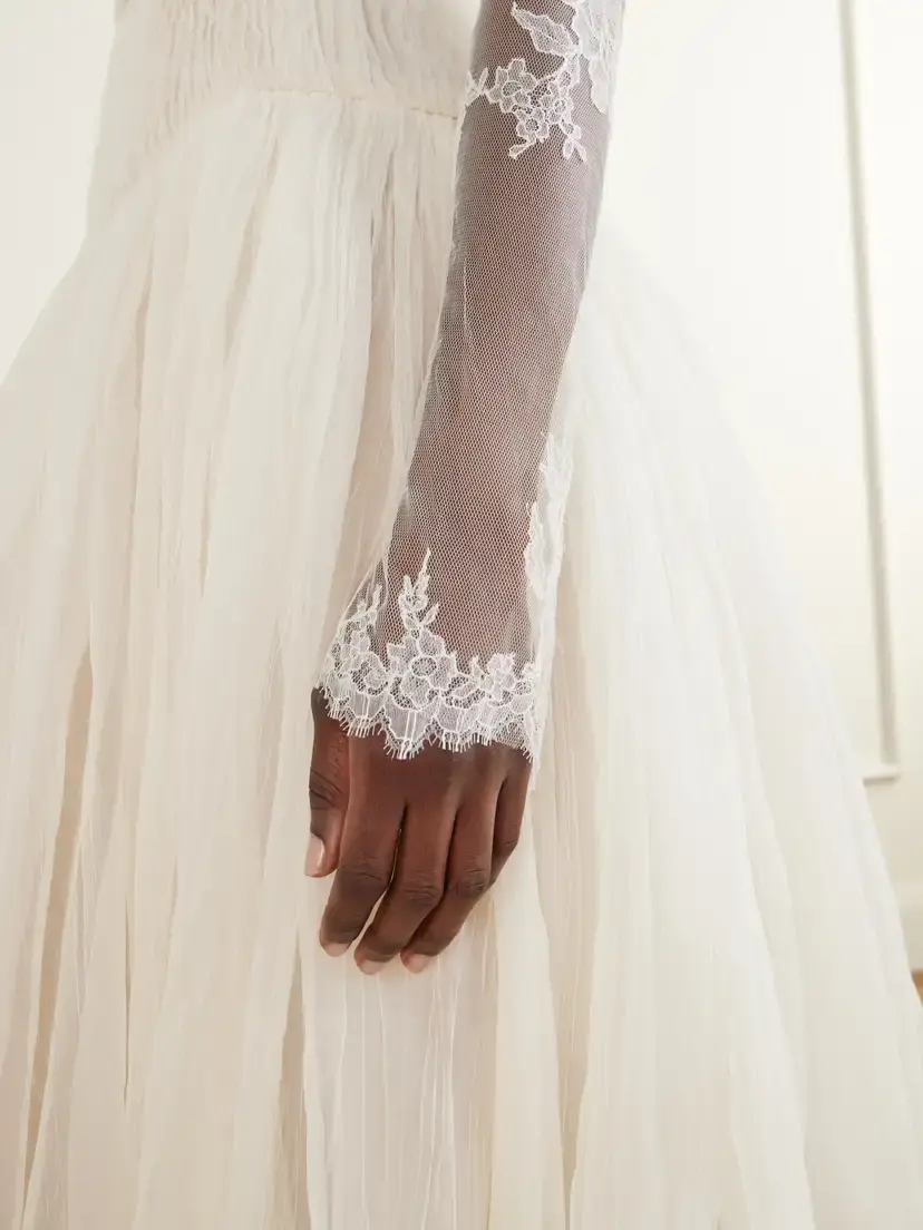 Danielle Frankel Taylor Lace-appliqué Tulle Cropped Bolero | Thumbnail 4 Danielle Frankel Taylor Lace-appliqué Tulle Cropped Bolero | Thumbnail 4
