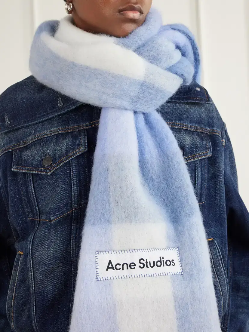 Acne Studios Fringed Checked Brushed-knit Scarf | Thumbnail 3 Acne Studios Fringed Checked Brushed-knit Scarf | Thumbnail 3