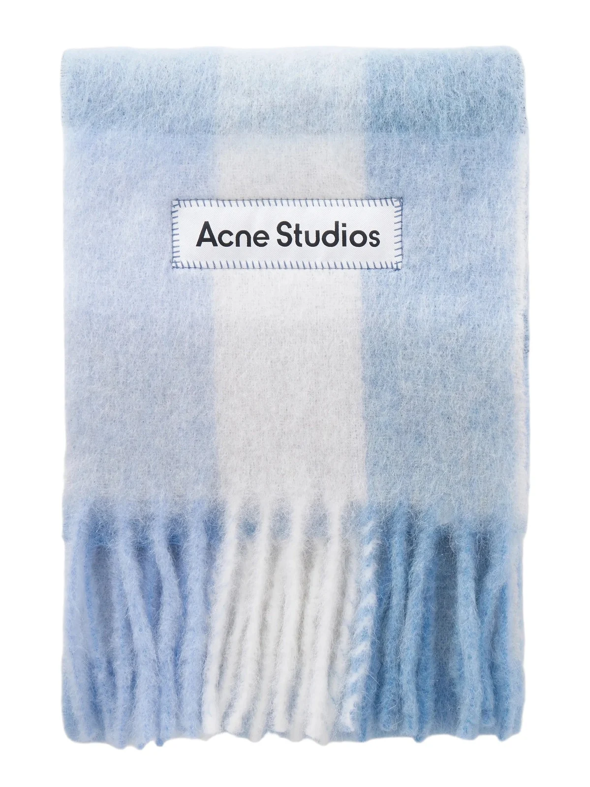 Acne Studios Fringed Checked Brushed-knit Scarf