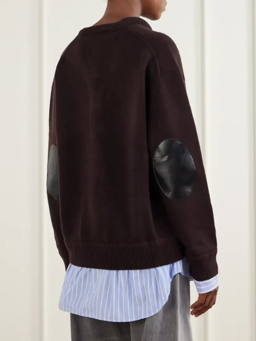 Acne Studios Layered Striped Poplin-trimmed Wool Sweater | Thumbnail 4 Acne Studios Layered Striped Poplin-trimmed Wool Sweater | Thumbnail 4