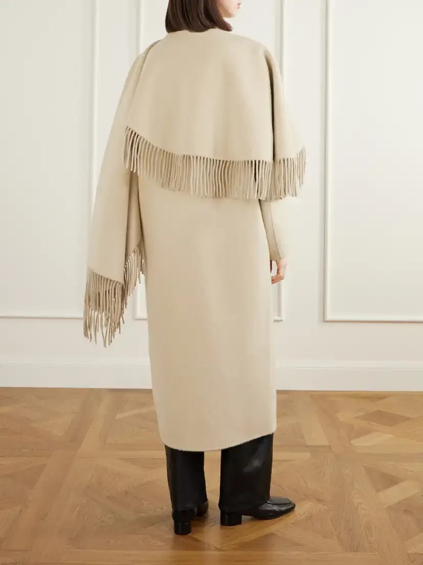 RÓHE Layered Fringed Wool And Alpaca-blend Coat - Neutrals | Thumbnail 4