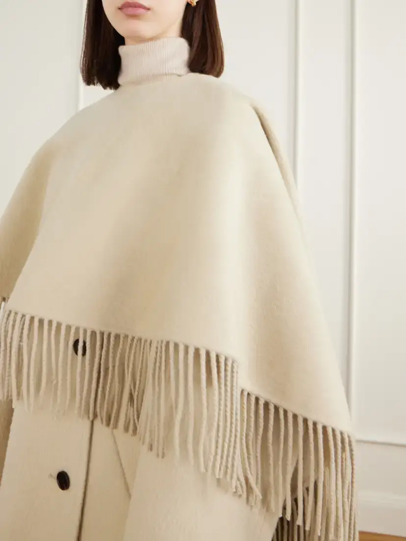 RÓHE Layered Fringed Wool And Alpaca-blend Coat - Neutrals | Thumbnail 5
