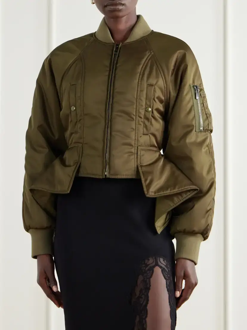Balmain Paneled Cropped Satin Jacket | Thumbnail 3 Balmain Paneled Cropped Satin Jacket | Thumbnail 3