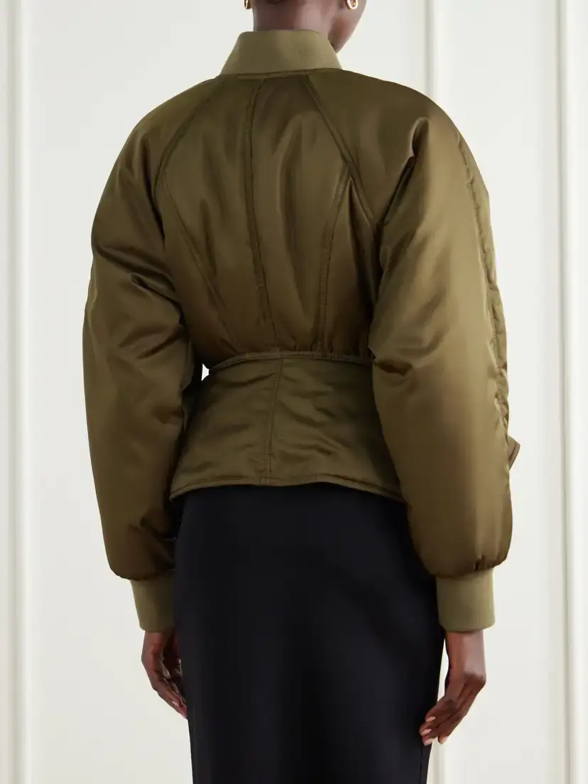 Balmain Paneled Cropped Satin Jacket | Thumbnail 4 Balmain Paneled Cropped Satin Jacket | Thumbnail 4