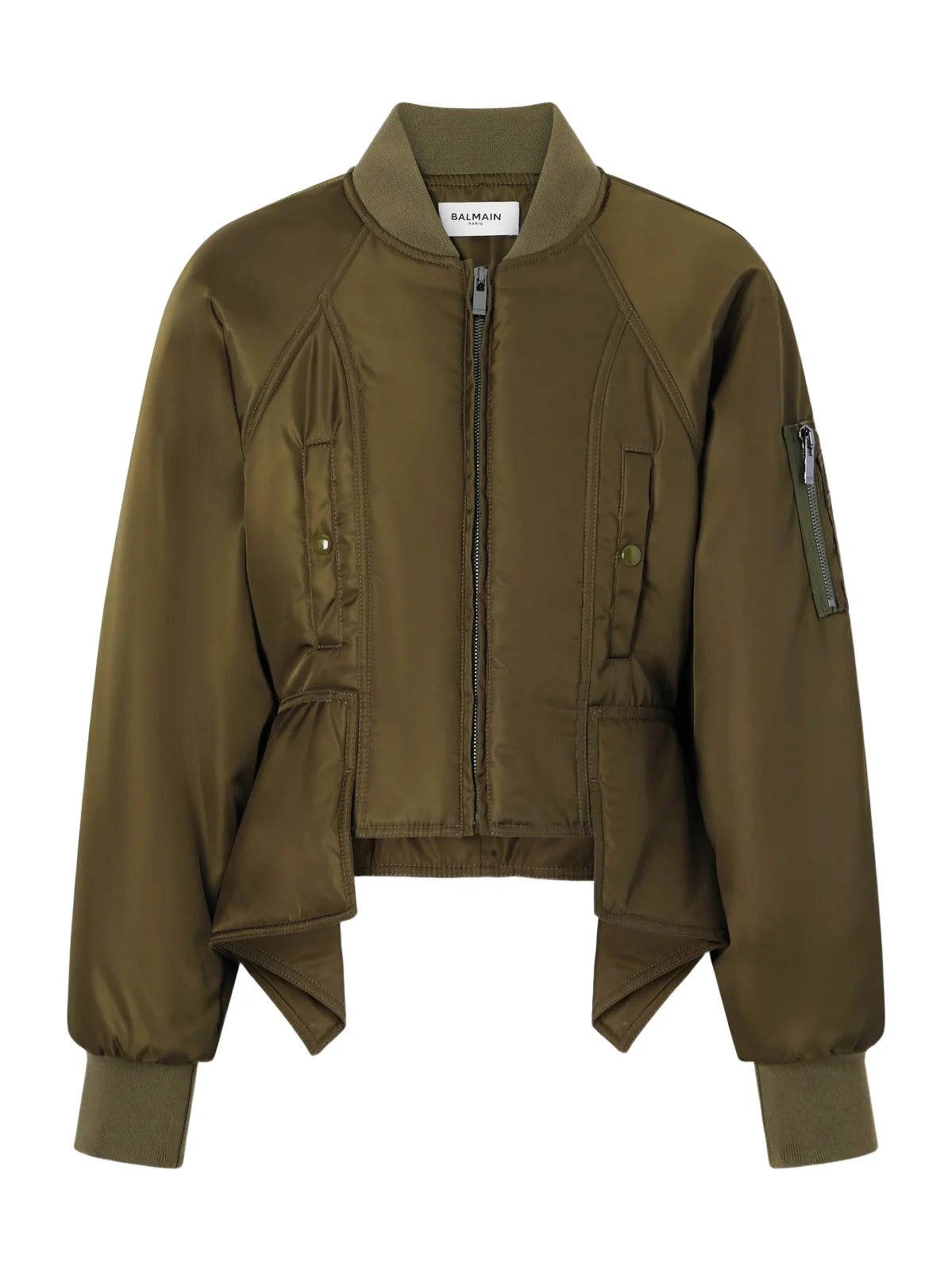 Balmain Paneled Cropped Satin Jacket