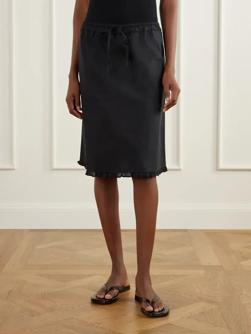 Deiji Studios One Frill Organic Cotton-poplin Knee-length Skirt | Thumbnail 3 Deiji Studios One Frill Organic Cotton-poplin Knee-length Skirt | Thumbnail 3