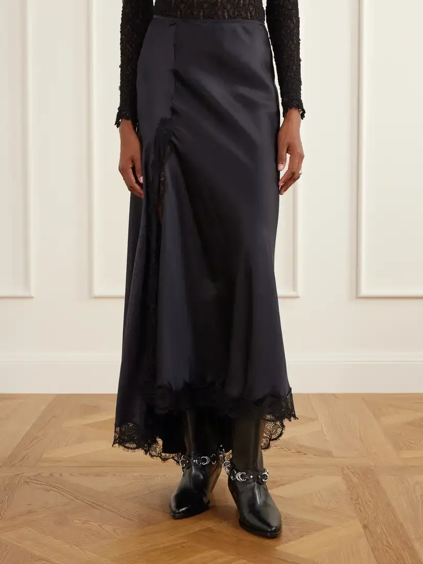 Isabel Marant Alexandra Lace-detailed Silk-blend Satin Midi Skirt | Thumbnail 3