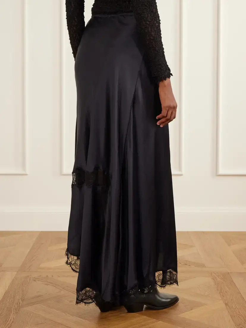 Isabel Marant Alexandra Lace-detailed Silk-blend Satin Midi Skirt | Thumbnail 4