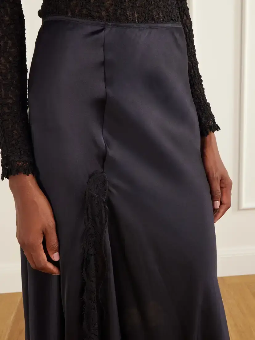 Isabel Marant Alexandra Lace-detailed Silk-blend Satin Midi Skirt | Thumbnail 5
