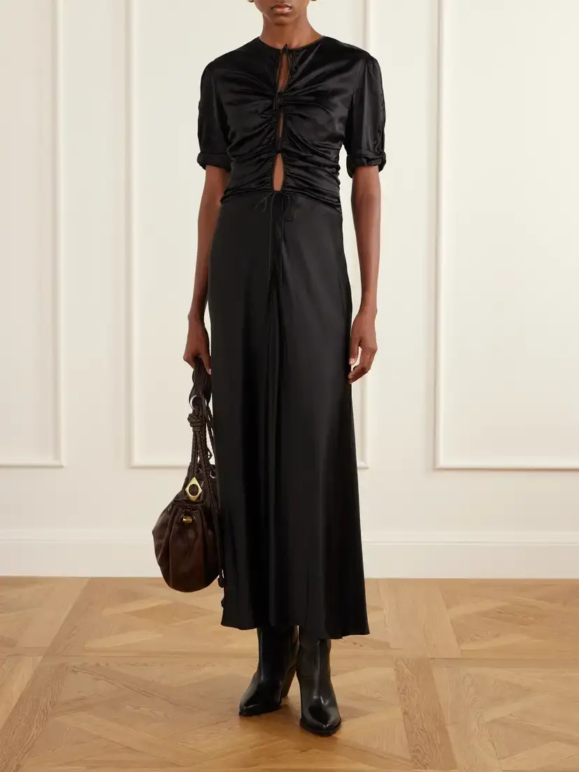 Isabel Marant Louane Gathered Silk Midi Dress | Thumbnail 2 Isabel Marant Louane Gathered Silk Midi Dress | Thumbnail 2