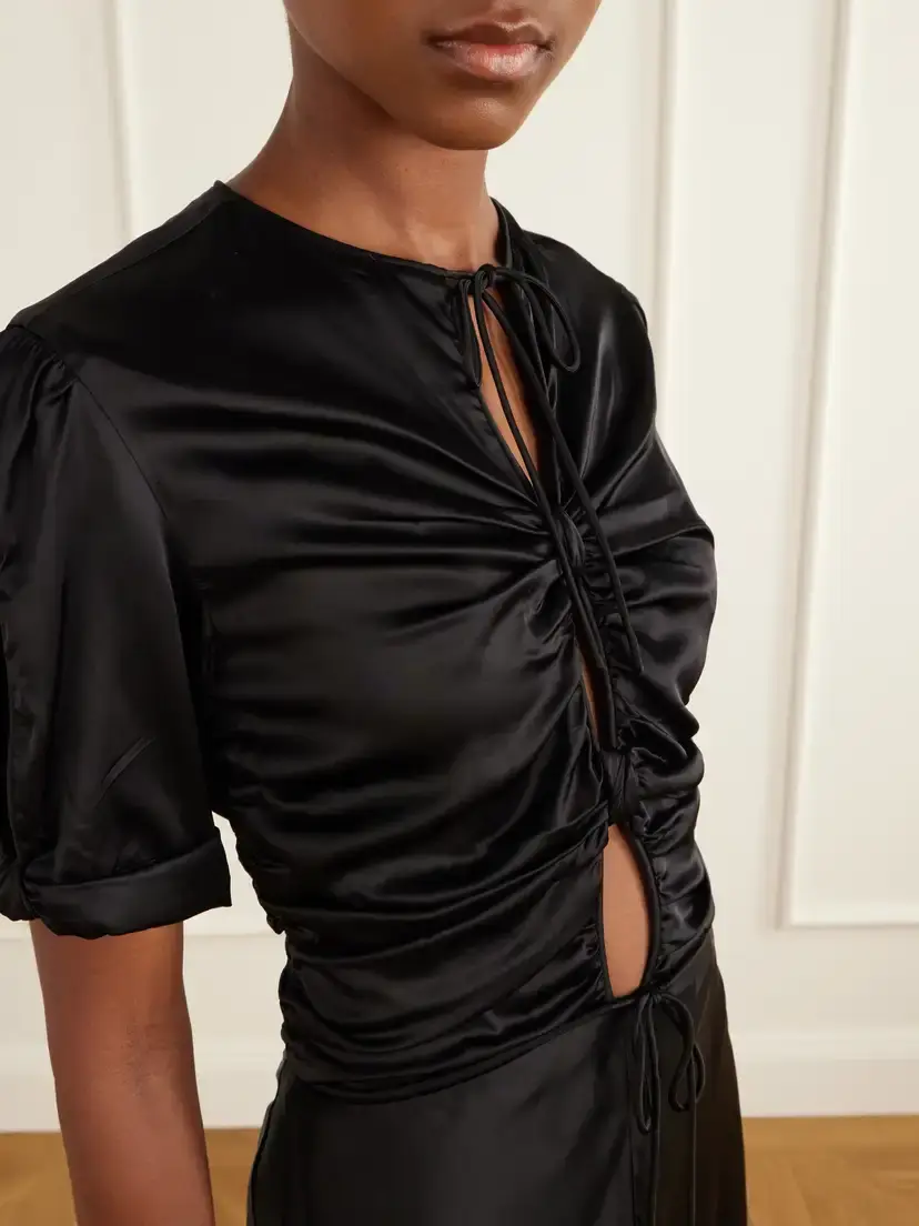 Isabel Marant Louane Gathered Silk Midi Dress | Thumbnail 4 Isabel Marant Louane Gathered Silk Midi Dress | Thumbnail 4