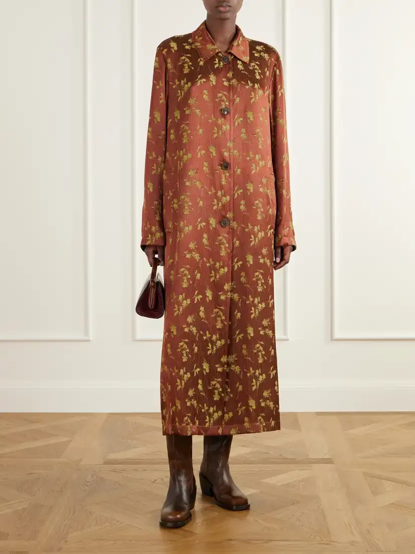 Dries Van Noten Floral-jacquard Satin Coat | Thumbnail 2 Dries Van Noten Floral-jacquard Satin Coat | Thumbnail 2