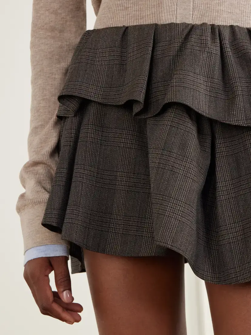 Acne Studios Checked Logo-embroidered Wool-blend Mini Skirt | Thumbnail 5