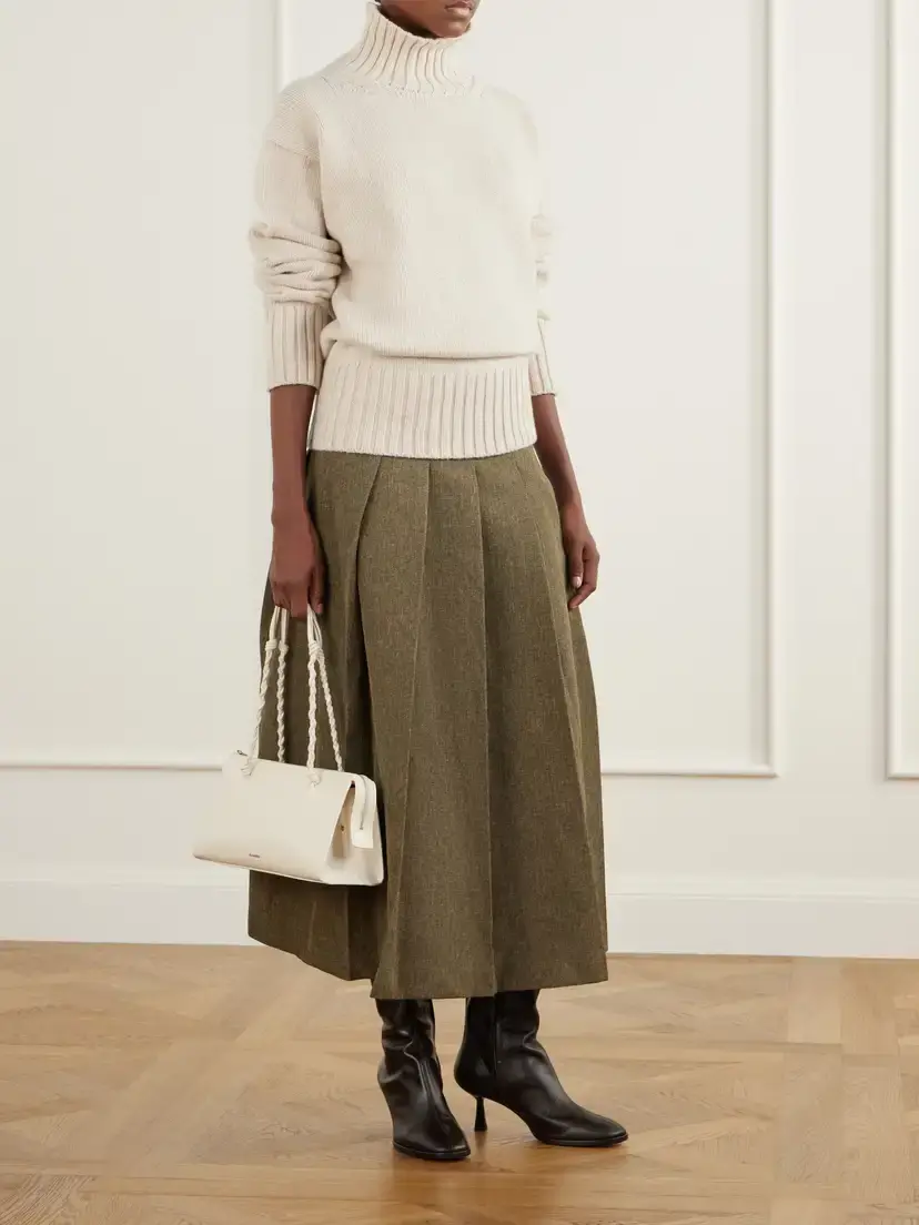 RÓHE Pleated Grain De Poudre Midi Skirt | Thumbnail 2 RÓHE Pleated Grain De Poudre Midi Skirt | Thumbnail 2