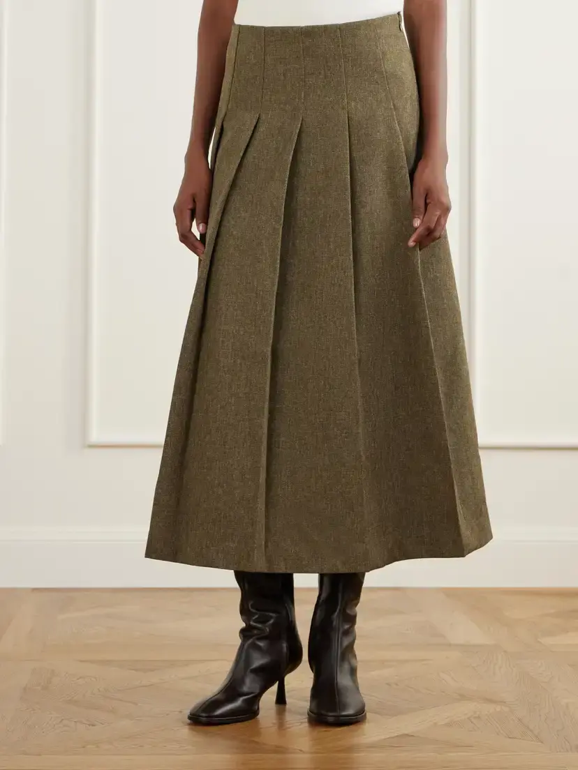 RÓHE Pleated Grain De Poudre Midi Skirt | Thumbnail 3 RÓHE Pleated Grain De Poudre Midi Skirt | Thumbnail 3