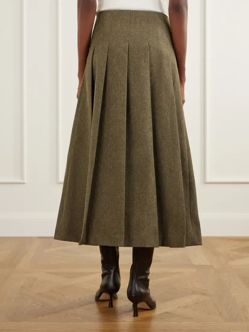 RÓHE Pleated Grain De Poudre Midi Skirt | Thumbnail 4 RÓHE Pleated Grain De Poudre Midi Skirt | Thumbnail 4