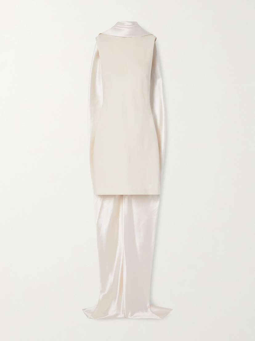 Mimi Scarf-detailed Silk-blend Satin-trimmed Wool-blend Mini Dress Mimi Scarf-detailed Silk-blend Satin-trimmed Wool-blend Mini Dress