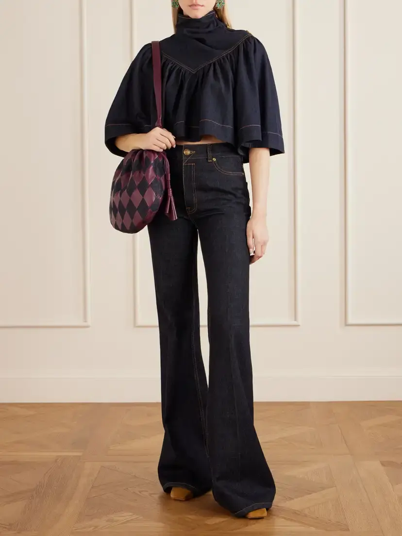 Zimmermann Cloud 91 Leather And Denim Shoulder Bag | Thumbnail 3