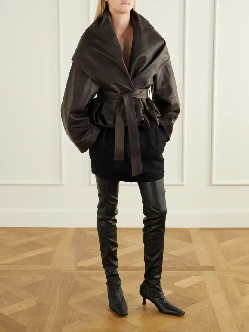 Magda Butrym Cropped Belted Leather Jacket | Thumbnail 2 Magda Butrym Cropped Belted Leather Jacket | Thumbnail 2