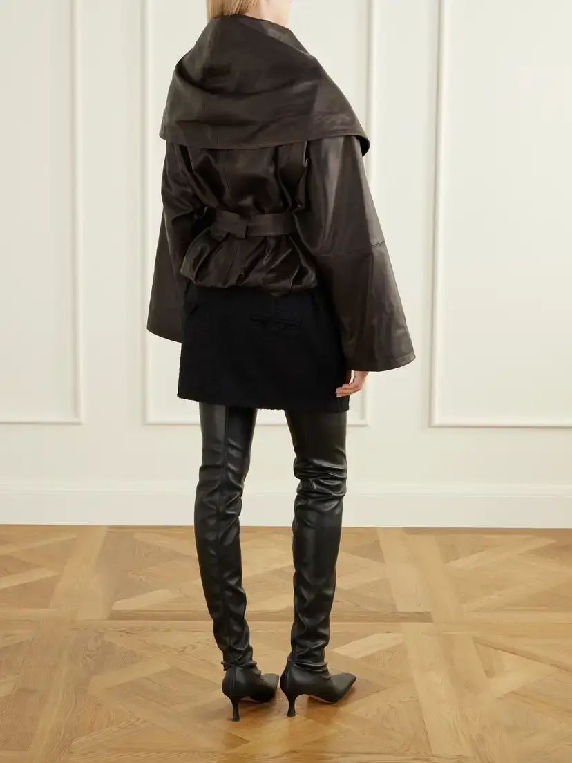 Magda Butrym Cropped Belted Leather Jacket | Thumbnail 3 Magda Butrym Cropped Belted Leather Jacket | Thumbnail 3