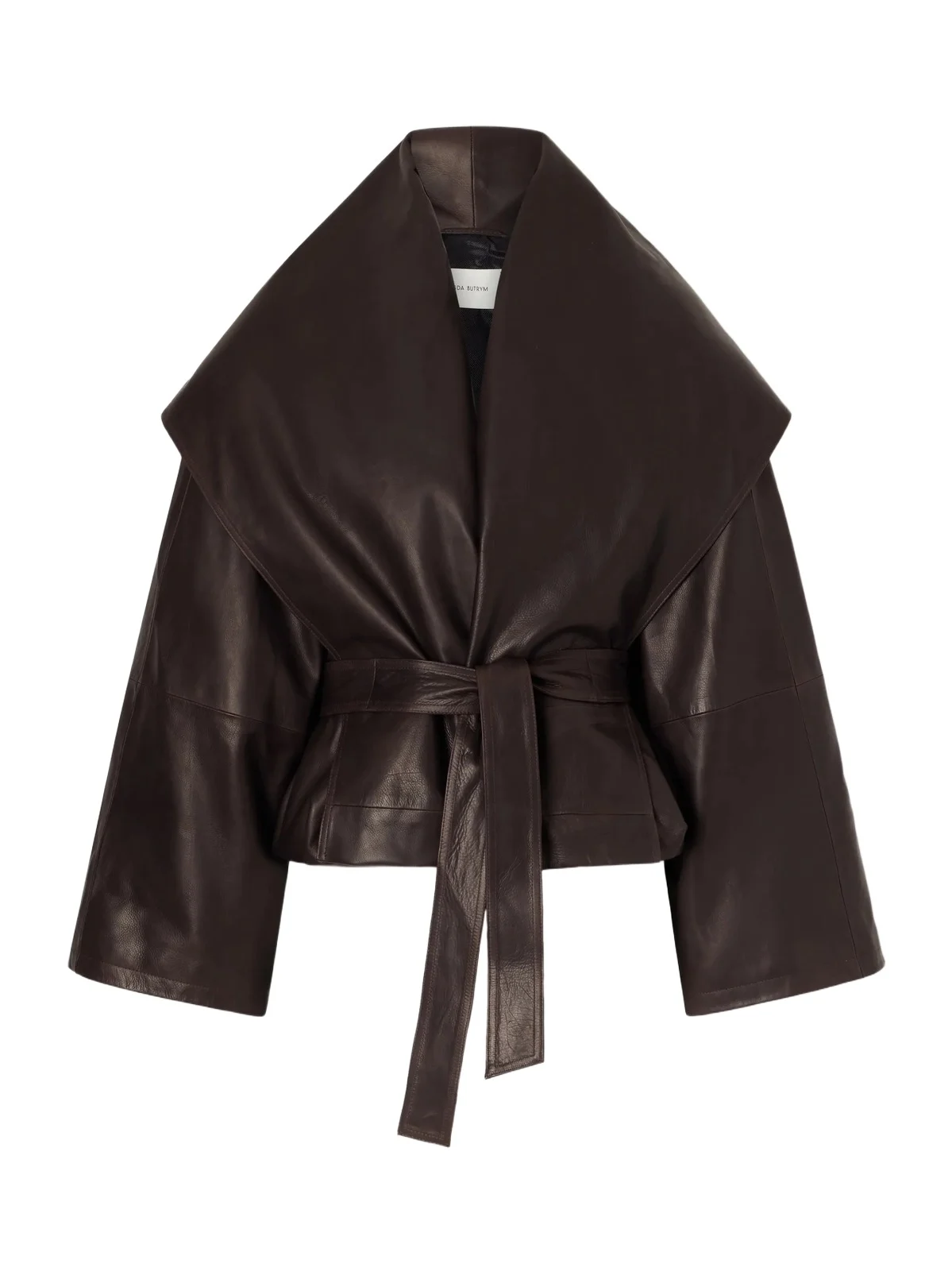Cropped Belted Leather Jacket Cropped Belted Leather Jacket
