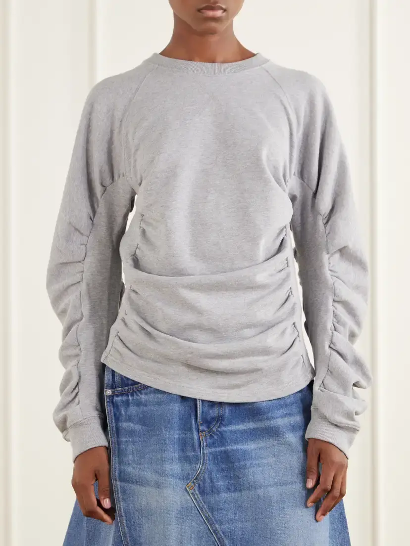 JW Anderson Ruched Sleeve Cotton-jersey Sweatshirt | Thumbnail 3 JW Anderson Ruched Sleeve Cotton-jersey Sweatshirt | Thumbnail 3