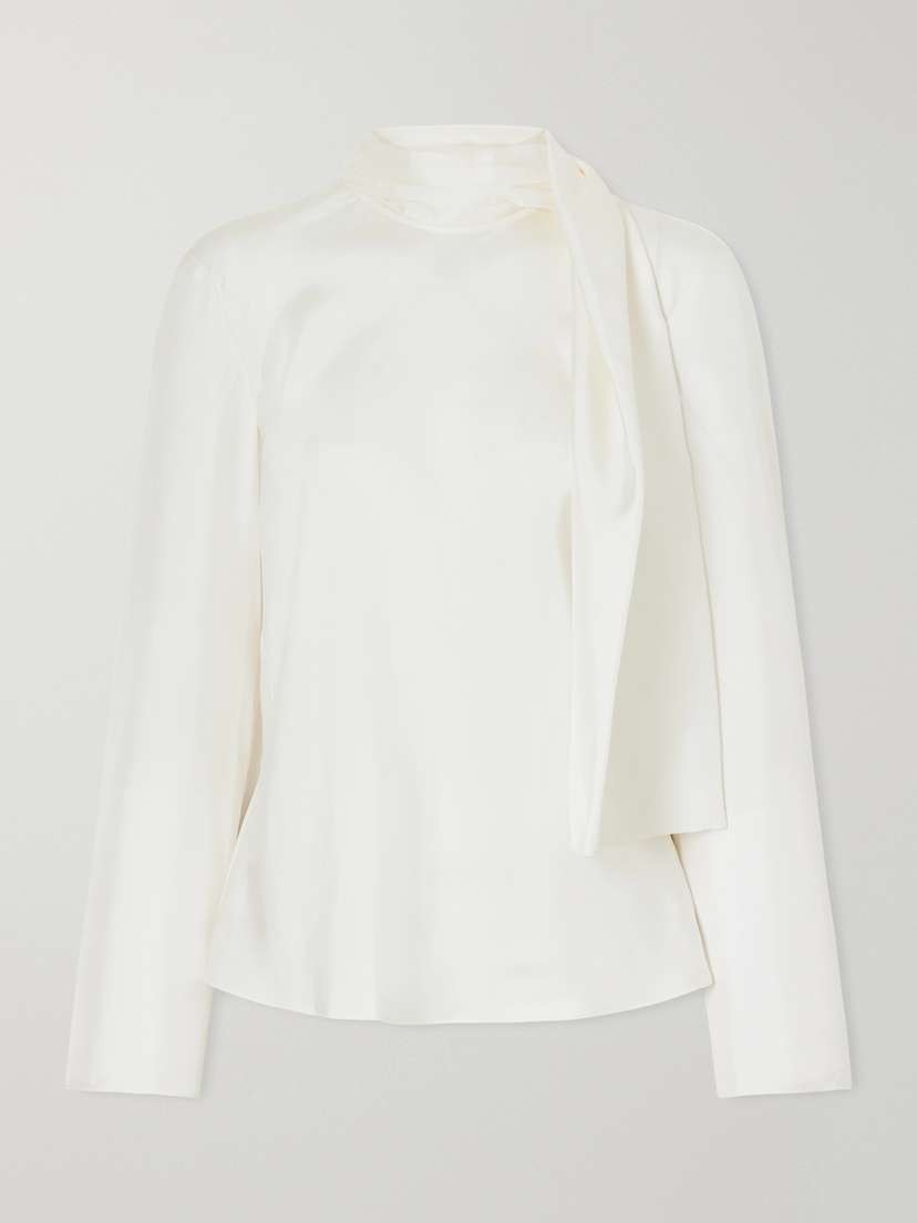 RÓHE Tie-detailed Silk-satin Blouse