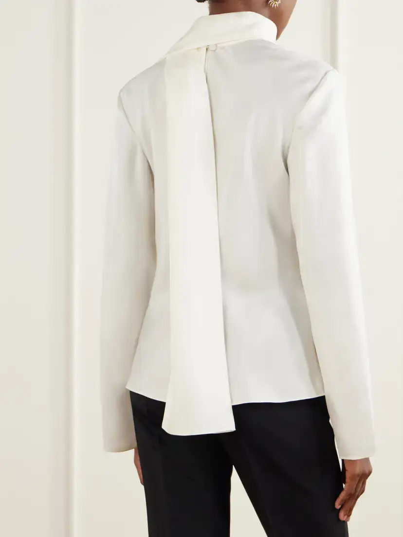 RÓHE Tie-detailed Silk-satin Blouse | Thumbnail 3 RÓHE Tie-detailed Silk-satin Blouse | Thumbnail 3