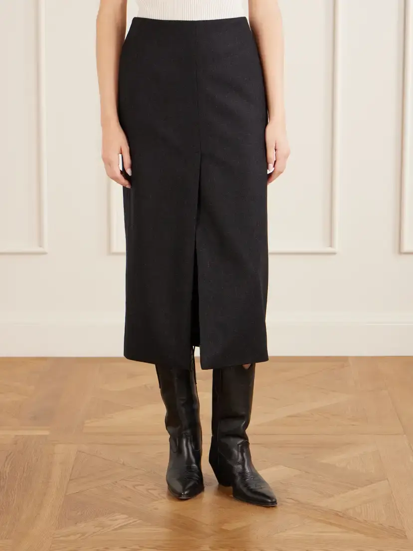 Nili Lotan Mariha Wool-twill Midi Skirt | Thumbnail 3 Nili Lotan Mariha Wool-twill Midi Skirt | Thumbnail 3