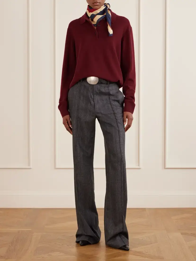 Nili Lotan Etoile Pleated Checked Wool And Cashmere-blend Felt Straight-leg Pants | Thumbnail 2 Nili Lotan Etoile Pleated Checked Wool And Cashmere-blend Felt Straight-leg Pants | Thumbnail 2