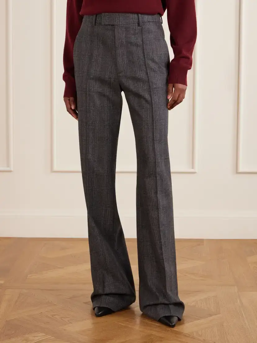 Nili Lotan Etoile Pleated Checked Wool And Cashmere-blend Felt Straight-leg Pants | Thumbnail 3 Nili Lotan Etoile Pleated Checked Wool And Cashmere-blend Felt Straight-leg Pants | Thumbnail 3