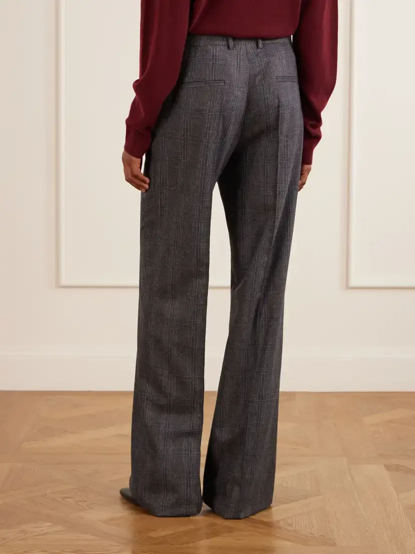 Nili Lotan Etoile Pleated Checked Wool And Cashmere-blend Felt Straight-leg Pants | Thumbnail 4 Nili Lotan Etoile Pleated Checked Wool And Cashmere-blend Felt Straight-leg Pants | Thumbnail 4