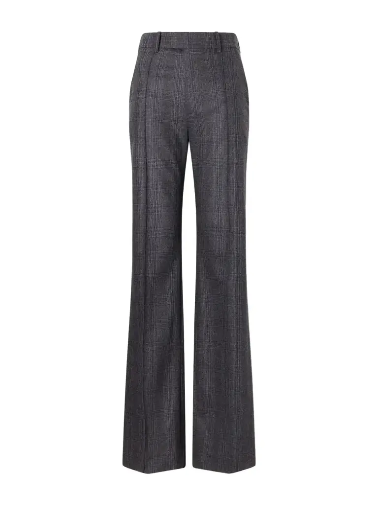 Etoile Pleated Checked Wool And Cashmere-blend Felt Straight-leg Pants Etoile Pleated Checked Wool And Cashmere-blend Felt Straight-leg Pants
