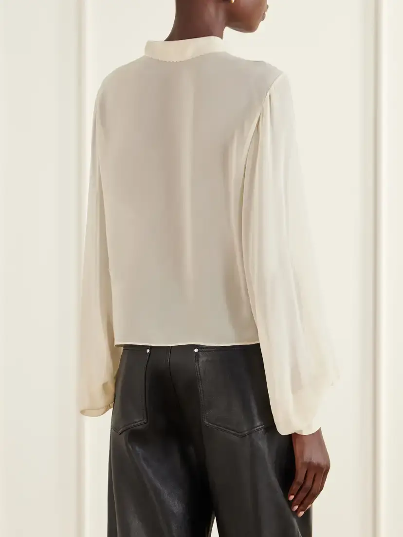 RÓHE Romantic Pintucked Silk-crepe De Chine Blouse | Thumbnail 4 RÓHE Romantic Pintucked Silk-crepe De Chine Blouse | Thumbnail 4