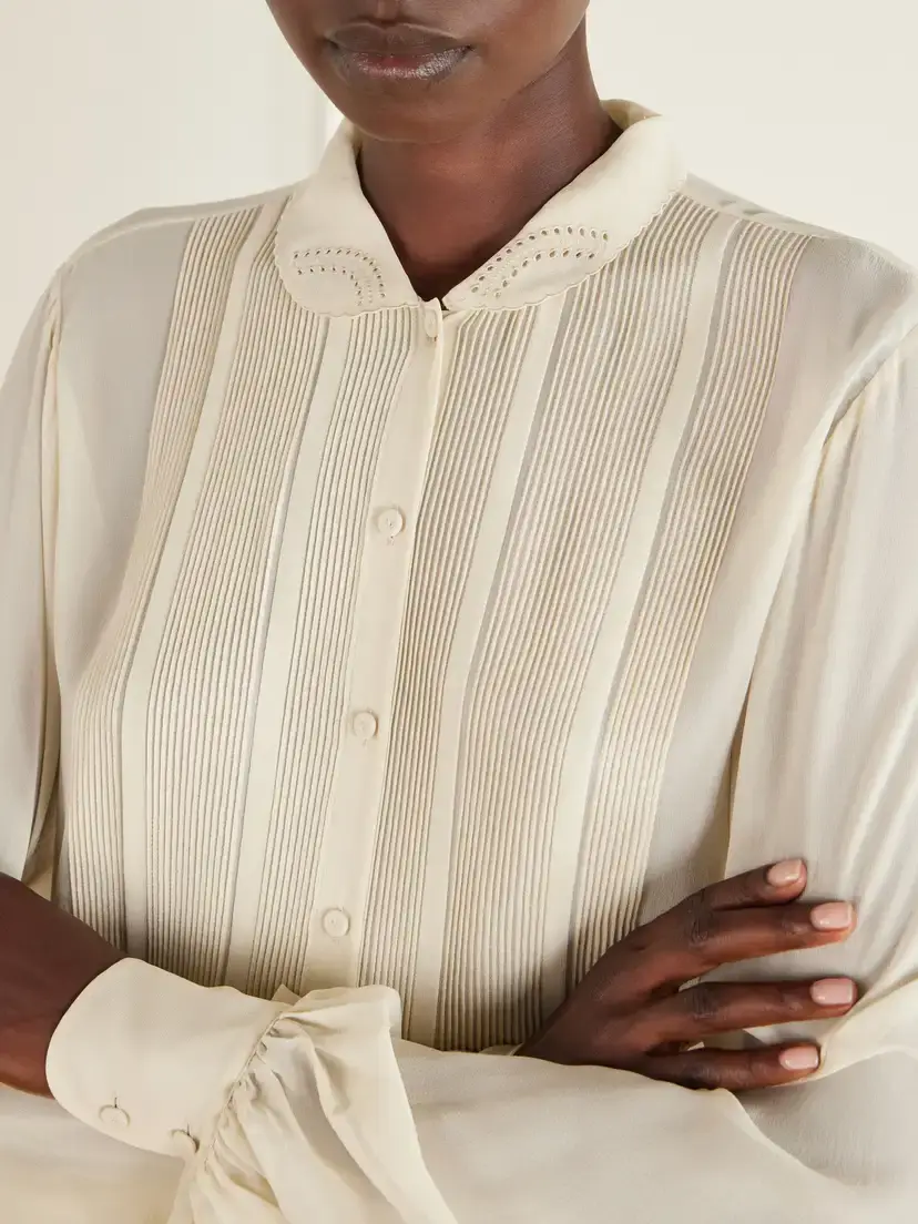 RÓHE Romantic Pintucked Silk-crepe De Chine Blouse | Thumbnail 5 RÓHE Romantic Pintucked Silk-crepe De Chine Blouse | Thumbnail 5