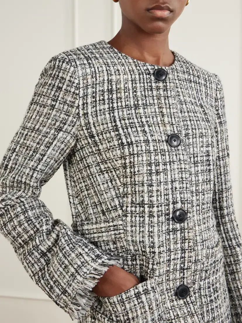 Proenza Schouler White Label Aurelia Fringed Checked Tweed Jacket | Thumbnail 5 Proenza Schouler White Label Aurelia Fringed Checked Tweed Jacket | Thumbnail 5